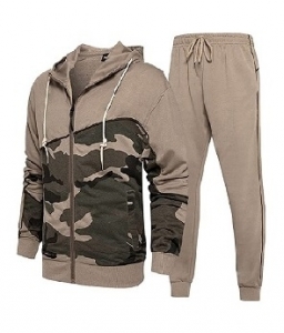 Cotton jogging suit camel camouflaged